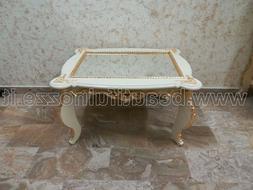 TAVOLINO DA SALOTTO IN LEGNO AVORIO E FOGLIA ORO CON SPECCHI