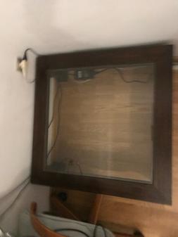 Tavolino da salotto in mogano con vetro 80x80x35