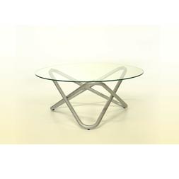 Tavolino da salotto rotondo vetro e metallo