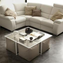 Tavolino da salotto salvaspazio SITTY BOX in metallo e vetro