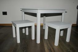 Tavolino in legno motessori + 2 sgabelli "SILVER"