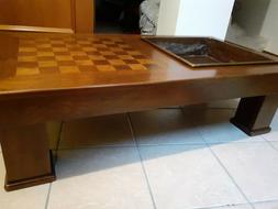 Tavolino in Legno Noce con Scacchiera e Cassa porta Piante.