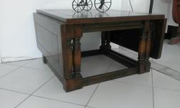 tavolino legno, etnico,due allunghe, finitura wenge scuro, g