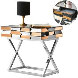 Tavolino oro rosa a specchio cassetto effetto vetro 3D gambe