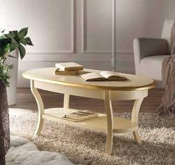 TAVOLINO OVALE LEGNO O CRISTALLO, AVORIO DECORATO ORO