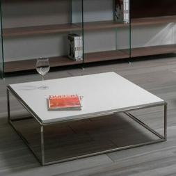 tavolino quadrato basso da salotto lamina acciaio