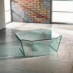 Tavolino quadrato TELFORD per ZONA living in vetro curvato a