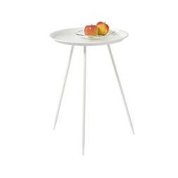 TAVOLINO ROTONDO IN METALLO BIANCO &Oslash; 39X53,5 Cm   ZELLER