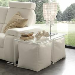 Tavolino SALVASPAZIO da salotto SITTY HALF con 2 pouff DESIG