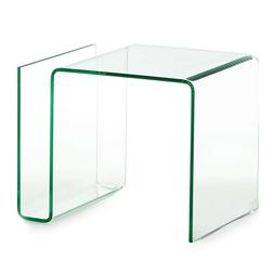 Basso Cubo Caff&egrave; Salotto Vetro Cristallo Con Vano Riviste Z