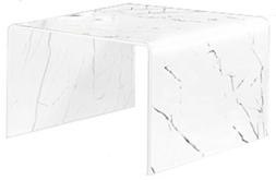 Basso Cubo Da Caff&egrave; Salotto Vetro Cristallo Effetto Marmo B