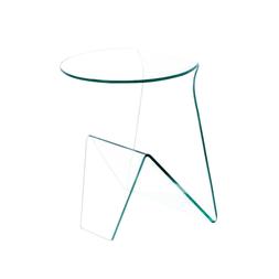 Basso Tondo Caff&egrave; Salotto Vetro Cristallo Con Vano Riviste 