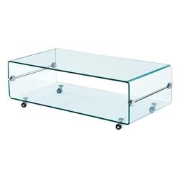 tavolino tavolo basso vetro cristallo con ruote