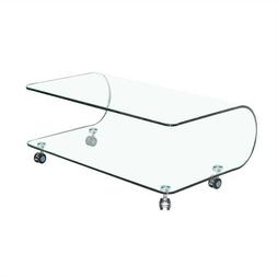 Basso Vetro Cristallo Con Ruote Soggiorno Ovale Caff&egrave; Salot