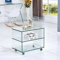 Basso Vetro Cristallo Con Ruote Soggiorno Caff&egrave; Salotto Z-9