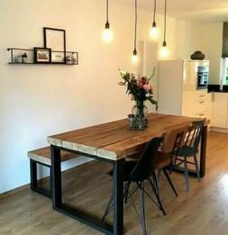 120x80 In Assi Di Legno Massello E Gambe In Ferro