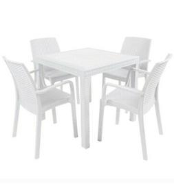 80x80 Con 4 Sedie Braccioli Esterno Interno Rattan Bar Risto
