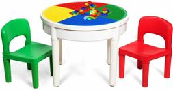 Attivit&agrave; Per Bambini, Tavolo Rotondo 3 In 1 Con Costruzioni