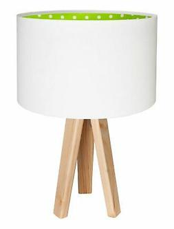 Brina Per Bambini Verde Bianco Legno Tessuto Comodino Lampad