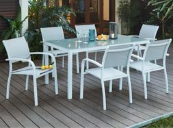 Con 6 Sedie Miami Bianco 150x80 Giardino Esterno