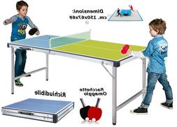 Da Ping Pong Pieghevole Valigetta Legno E Acciaio + Racchett