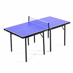 Da Ping Pong Pieghevole Legno E Acciaio 153x76.5x67cm Blu E 