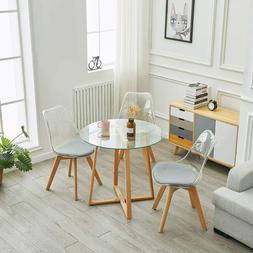 Da Pranzo Moderno Per 4 Persone, Rotondo In Vetro Con Gambe 