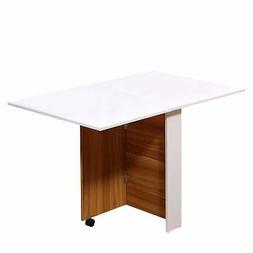 Da Pranzo Pieghevole Con Ruote Bianco E Legno 120x80x73 Cm B