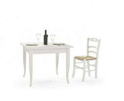Da Pranzo Quadrato Fisso In Legno Massello  Laccato Bianco 8