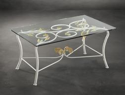 Da Salotto Classico Ferro Battuto Vetro Bianco Oro Bell Ta/2