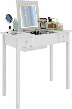 Da Trucco Con Led Specchio Mdf Cosmetici Toeletta Cassetti T