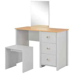 Da Trucco Con Specchio E Sgabello Grigio 104x45x131 Cm 28374