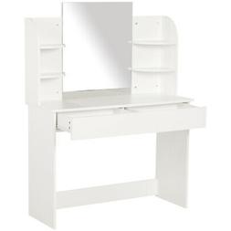 Da Trucco In Legno Bianco Con Specchio 108x40x142 Cm