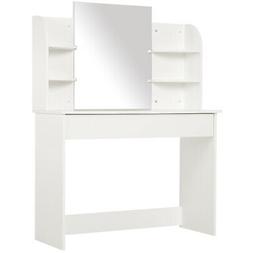 Da Trucco In Legno Con Specchio Bianco 108x40x142 Cm