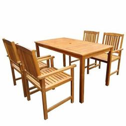 E Sedie Da Giardino 5 Pz Legno Acacia Marrone Seggiole Tavol