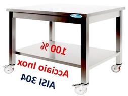In Acciaio Inox Cm 60x60x85h 100% Aisi 304 Banco Con Ruote P