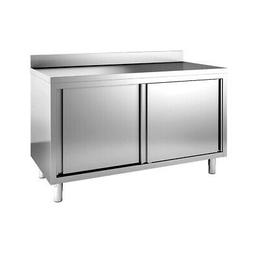 In Acciaio Inox Cm 200x60x85/90h Armadiato Con Alzatina Prof