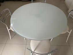 In Cristallo Tondo Con 4 Sedie,ottime Condizioni,marca Domit