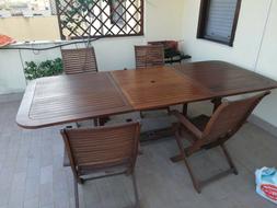 In Legno Da Esterno Ottime Condizioni / Completo Di 4 Sedie