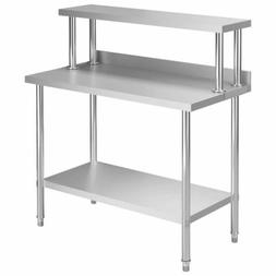 Lavoro Cucina Con Mensola 120x60x120 Cm In Acciaio Inox