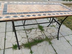 Mosaico+6 Sedie Ferro Battuto