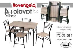 Olmo + 4 Sedie Pieghevoli Legno Metallo Cucina Giardino Terr