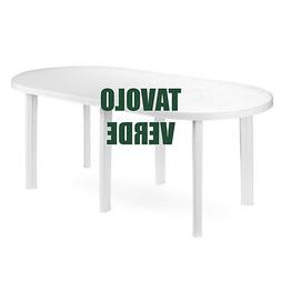 Plastica Giardino Esterno 180x90 H72 Ovale 6 Gambe Verde Arr