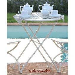 Provenzale Da Giardino Ferro Bianco Shabby Chic Pieghevole  