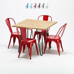 Quadrato E Sedie In Metallo E Legno In Stile Tolix Industria