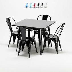 Quadrato E Sedie In Metallo Stile Tolix Industriale Set Soho