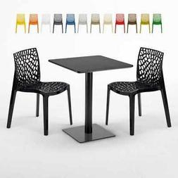 Quadrato Nero 60x60 Cm Con 2 Sedie Colorate Gruvyer Licorice