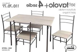 Rovere 4 Sedie Metallo Nero Legno Cucina Salotto Giardino Te