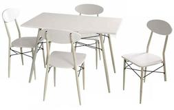 Scandinavo Con 4 Sedie Metallo Legno Cucina Veranda Giardino