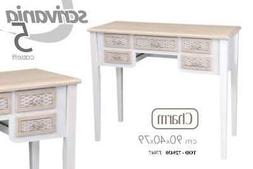 Scrivania  In Legno Bianco/marrone 5 Cassetti H90x40x79 Cm T